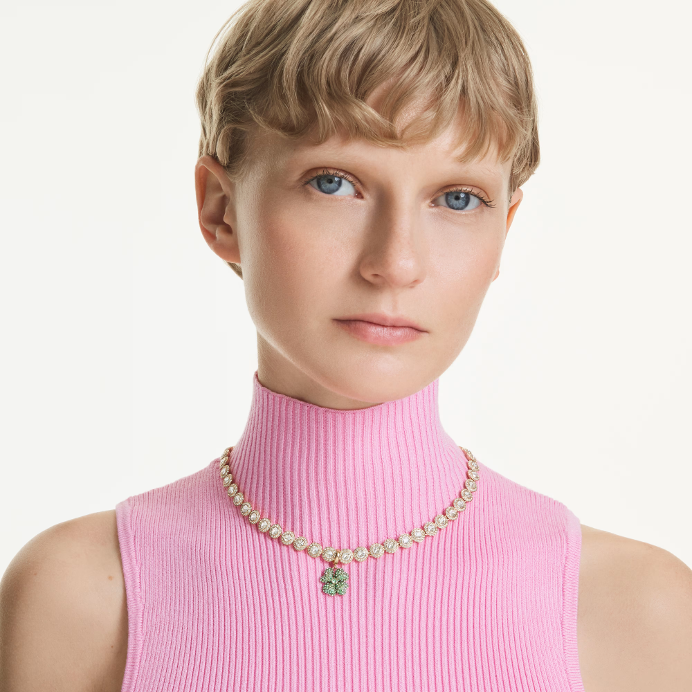 Charm Idyllia Quadrifoglio, Verde, Placcato color oro