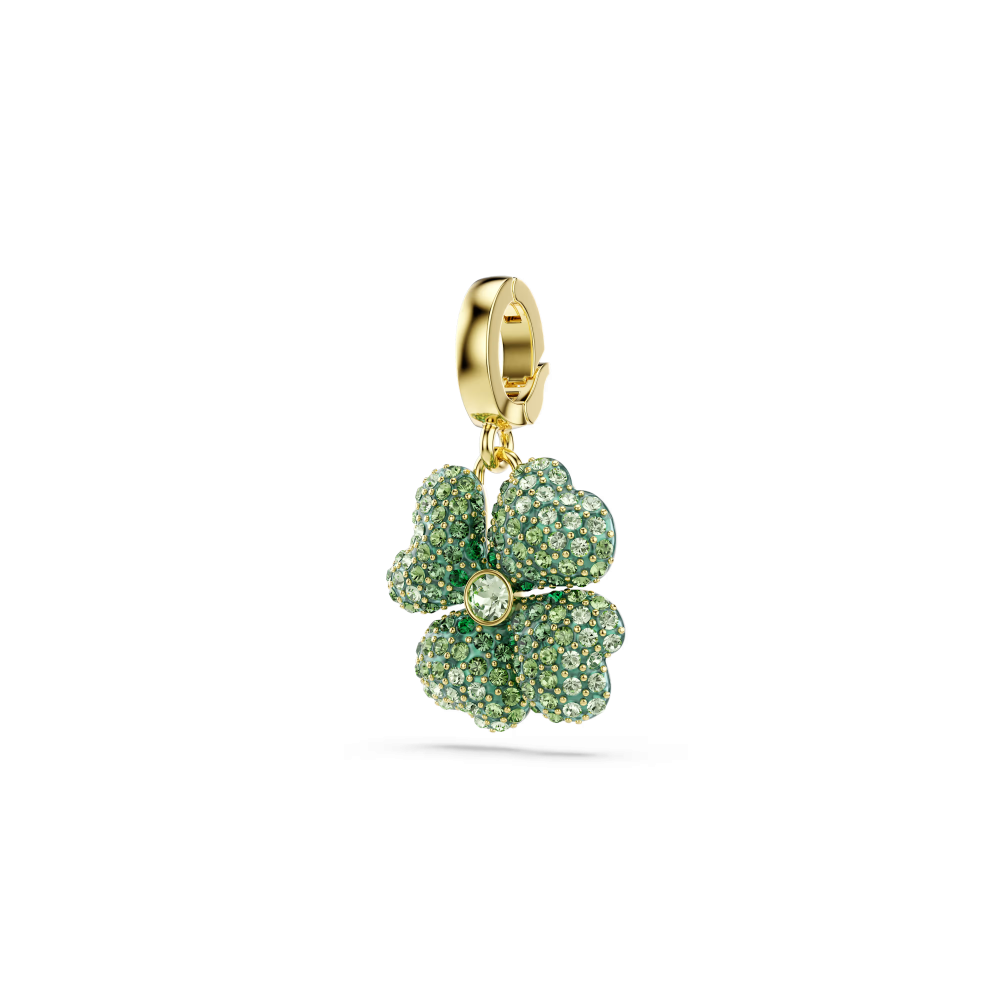 Charm Idyllia Quadrifoglio, Verde, Placcato color oro