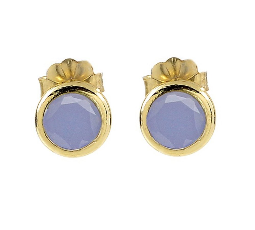 Orecchini Diametro 10Mm Con Pasta Vitrea Blu Milky - Aquaforte