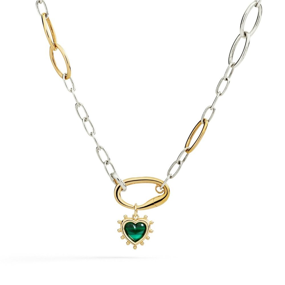 Dodo - Ciondolo Cuore - Oro Giallo - Malachite