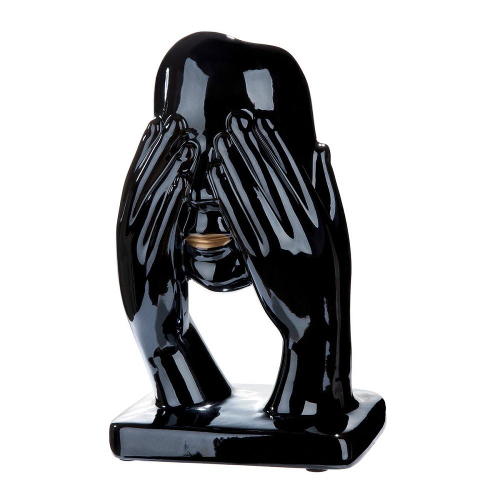 Gilde - Figura Testa 'Nichts Sehen' - Ceramica - Nero