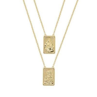 Amen - Collana Scapolare - Ottone Dorato - Gesù E Madonna