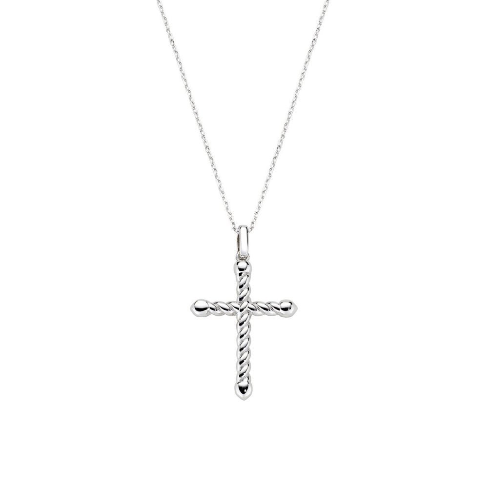 Amen - Collana Croce Intrecciata - Ottone - Zirconi