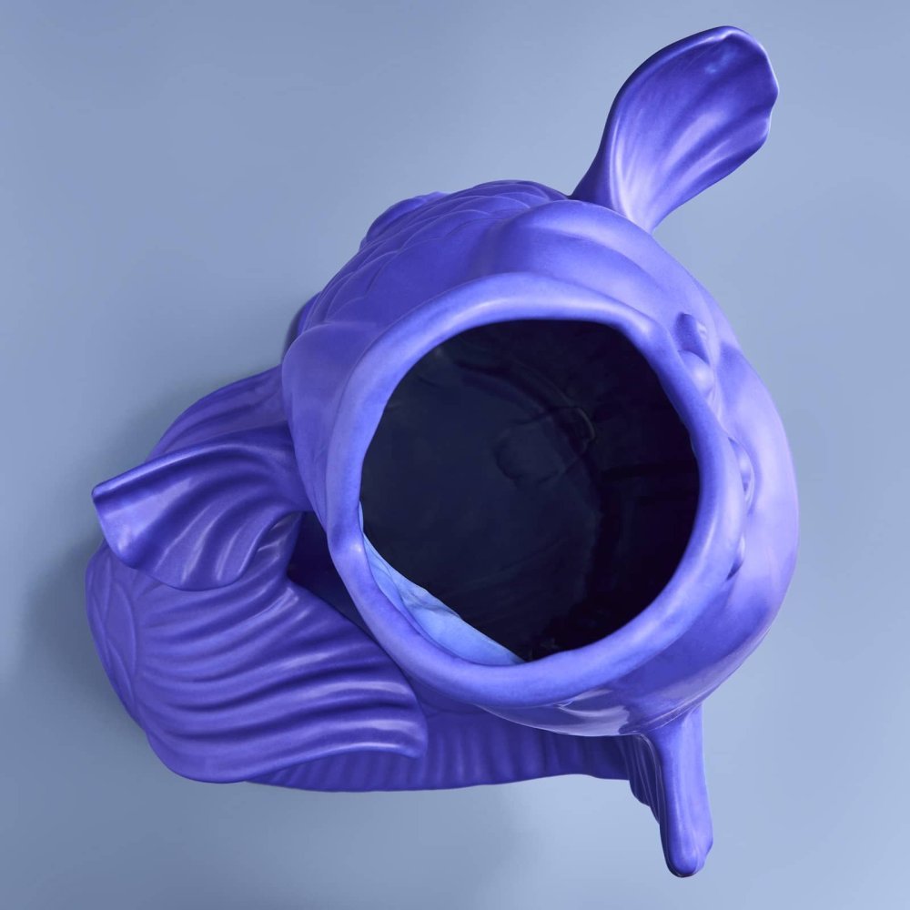 Werner Vos - Vaso Il Pesce Blubb - Blu Opaco - Ceramica