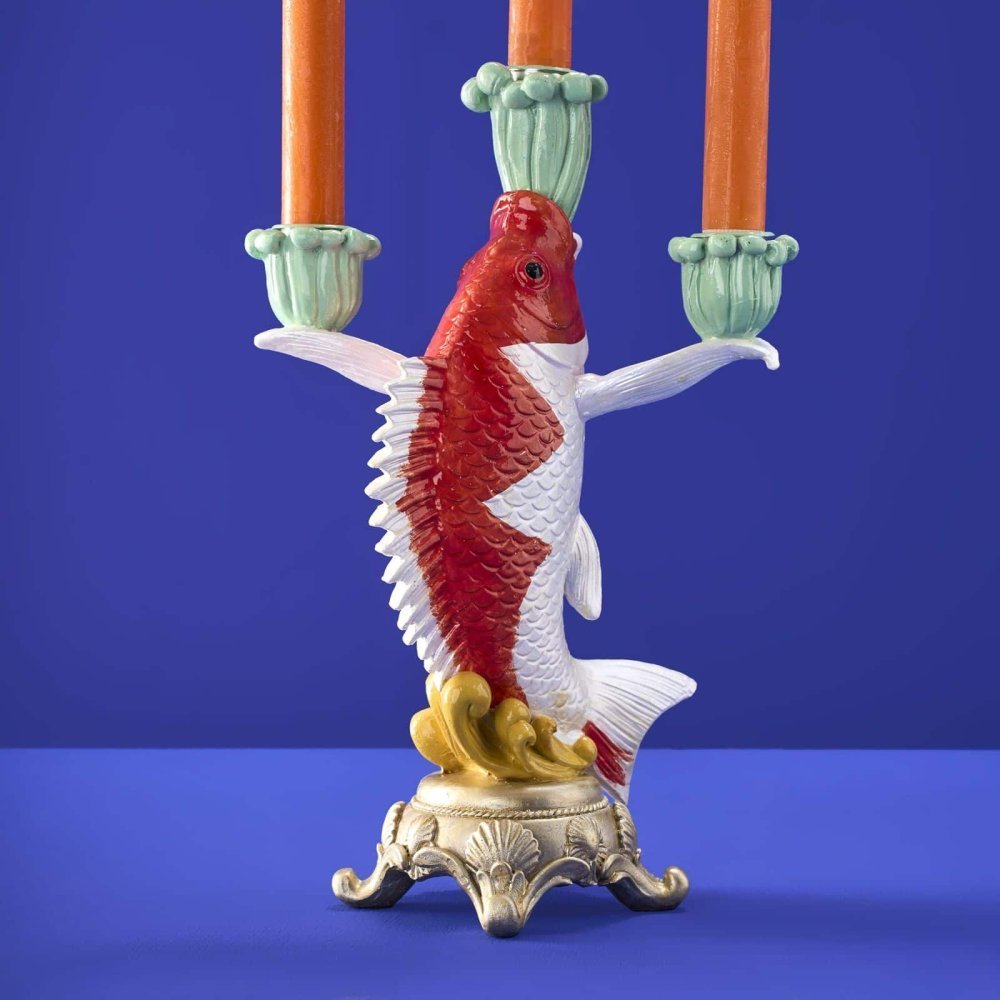 Werner Vos - Candelabro Pesce Koi - Rosso-Bianco-Verde
