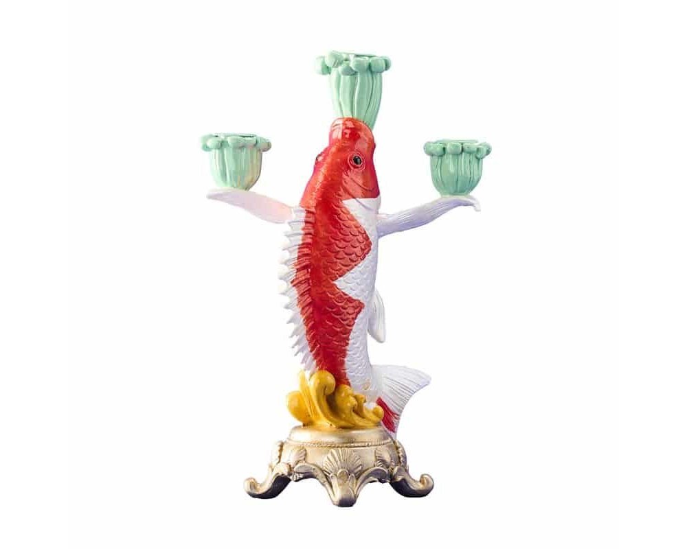 Werner Vos - Candelabro Pesce Koi - Rosso-Bianco-Verde