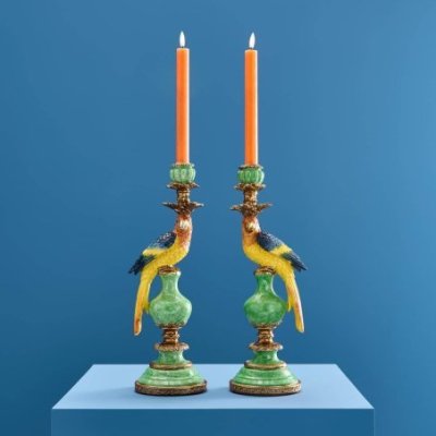 Werner Vos - Set Di 2 Portacandele - Verde-Blu-Giallo