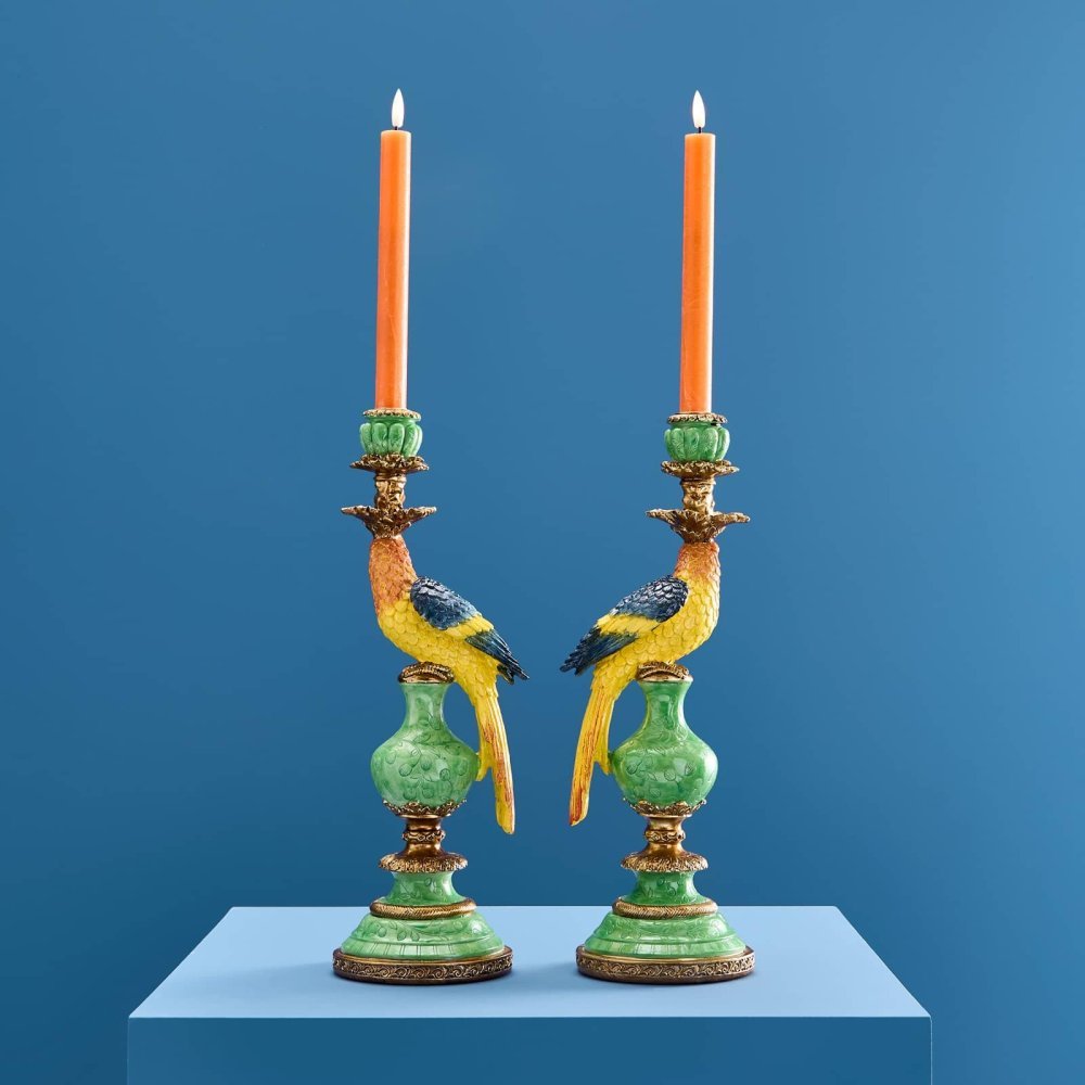 Werner Vos - Set Di 2 Portacandele - Verde-Blu-Giallo