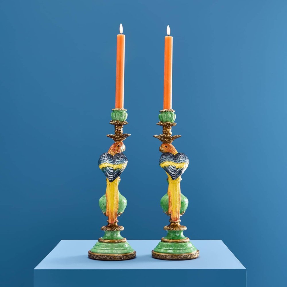 Werner Vos - Set Di 2 Portacandele - Verde-Blu-Giallo