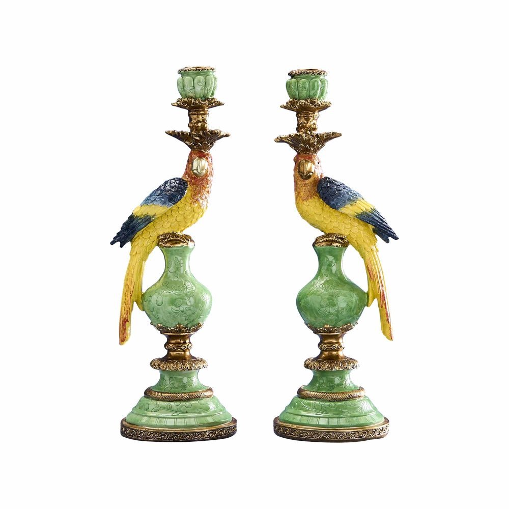 Werner Vos - Set Di 2 Portacandele - Verde-Blu-Giallo