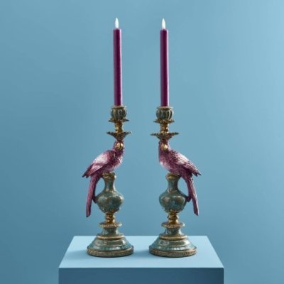 Werner Vos - Set Di 2 Portacandele - Rosa-Verde