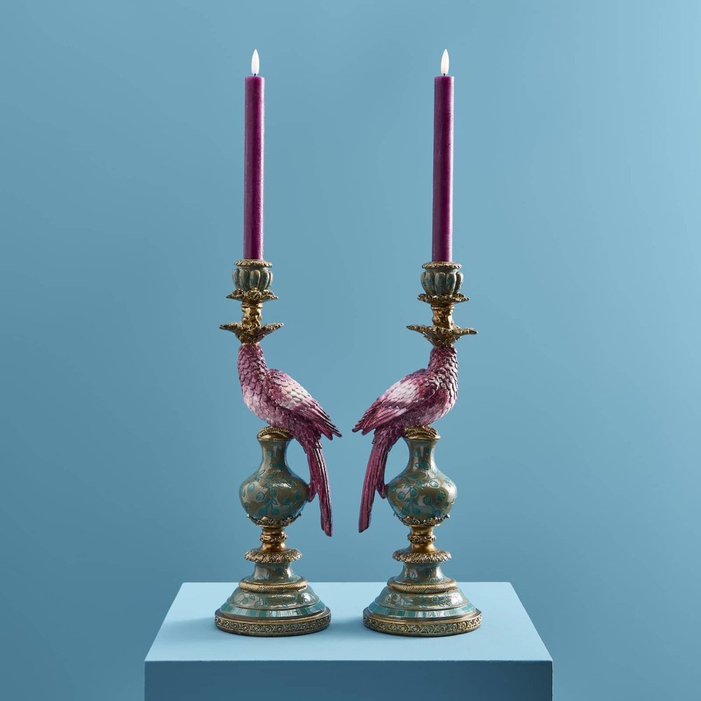 Werner Vos - Set Di 2 Portacandele - Rosa-Verde