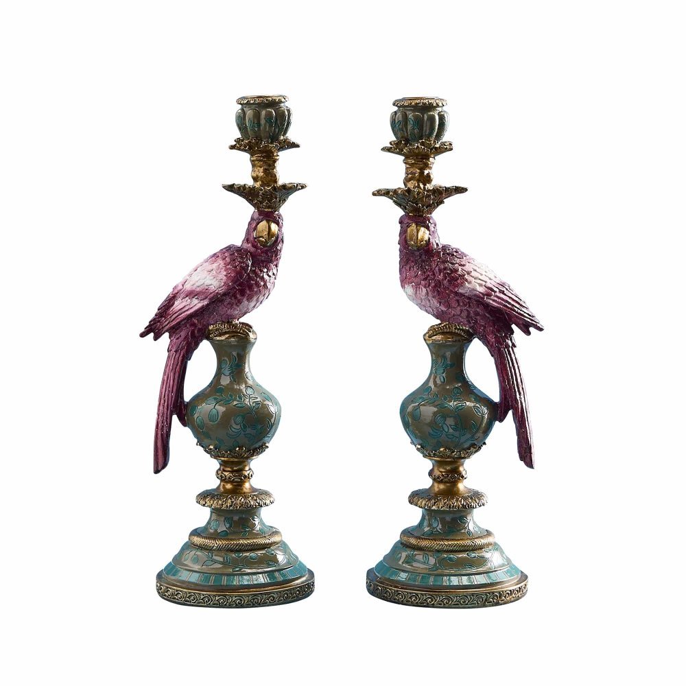 Werner Vos - Set Di 2 Portacandele - Rosa-Verde