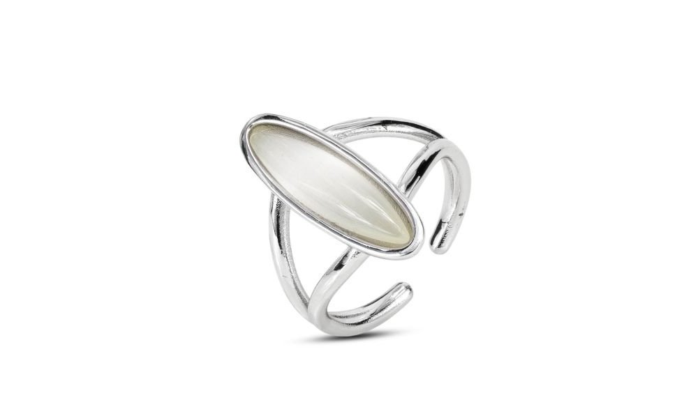 Anello Con Pietra Madreperla Ovale - Boccadamo