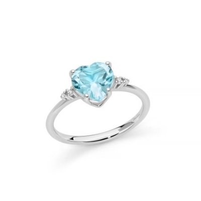 Miluna - Anello Gemma Cuore - Oro Bianco - Topazio