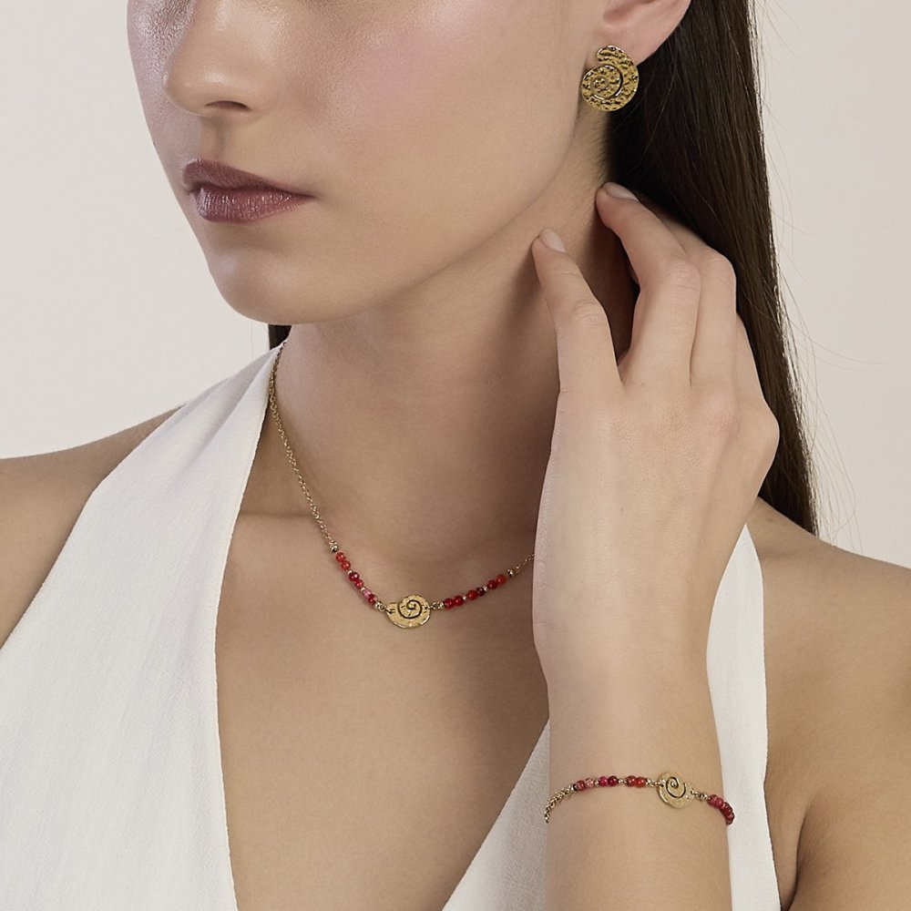 Kidult - Bracciale In Acciaio - Pvd Giallo - Diaspro