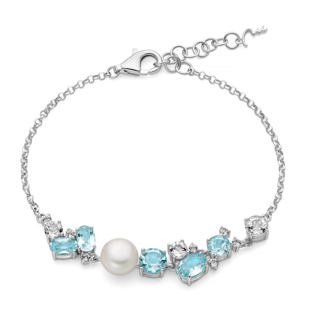 Bracciale Celestia Con Perla Oriente E Gemma Del Cielo - Miluna