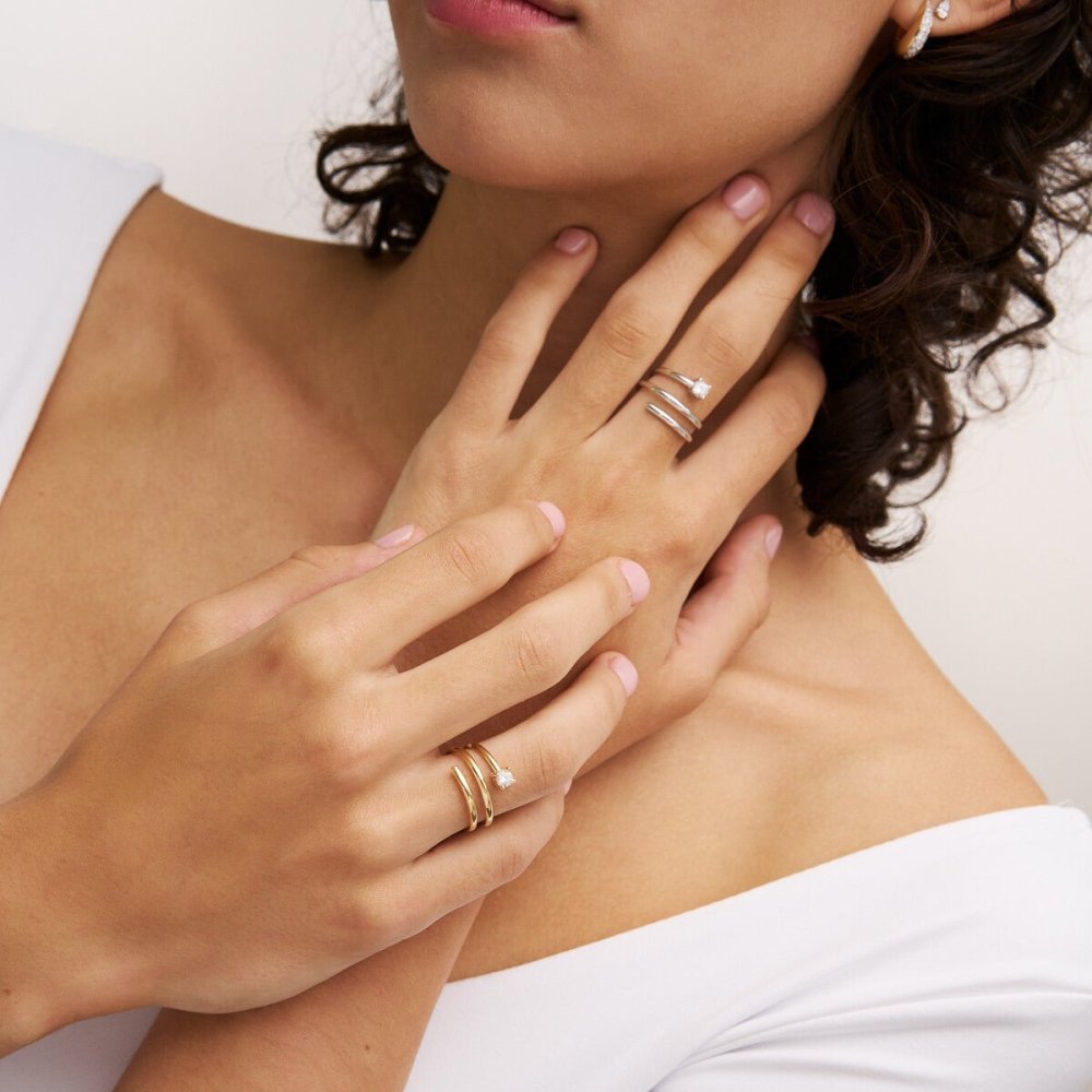 Rue Des Mille - Anello Spirale - Argento 925 - Zircone