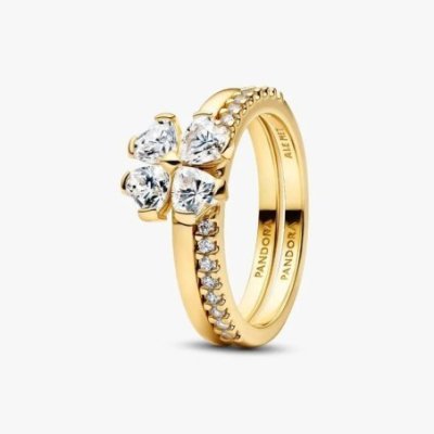 Anello divisibile con quadrifoglio portafortuna scintillante