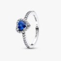 Anello Cuore Blu Principessa Elevato con Cristallo di Nascita di Settembre
