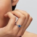 Anello Cuore Blu Principessa Elevato con Cristallo di Nascita di Settembre
