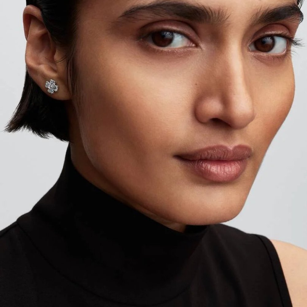 Orecchini a Bottone Quadrifoglio Fortunato Scintillante