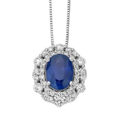 Donna Oro - Pendente Prisma - Oro Bianco - Zaffiro