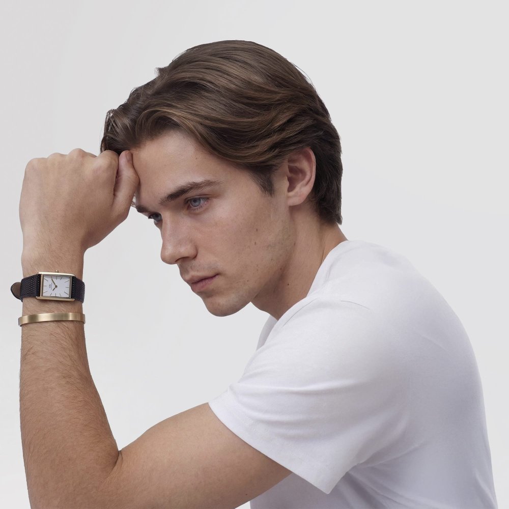 Daniel Wellington - Lizard Nero Guilloché - Pelle Vera - Oro