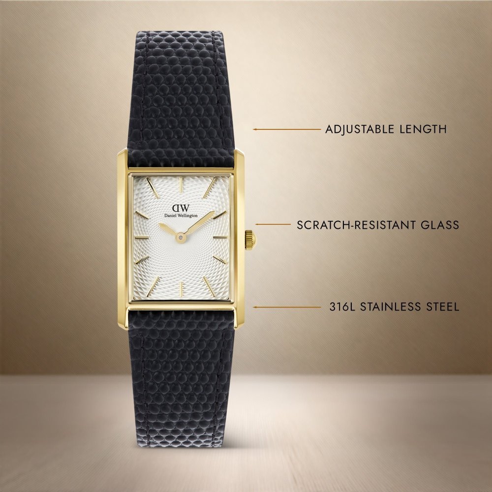 Daniel Wellington - Lizard Nero Guilloché - Pelle Vera - Oro