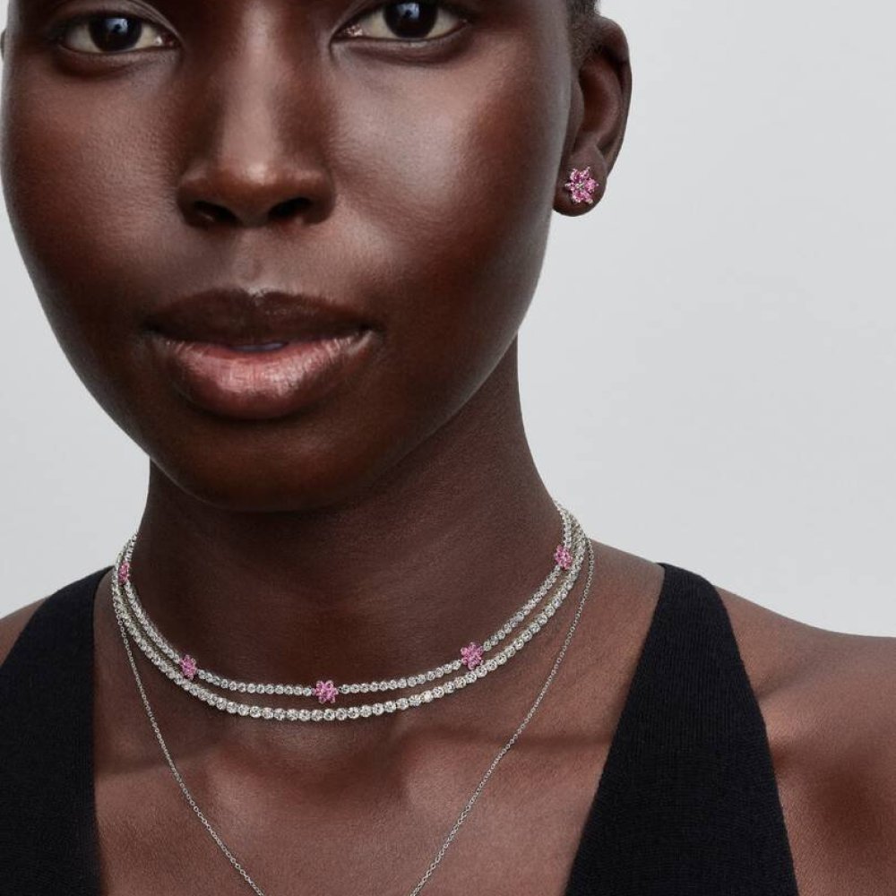 Collana Choker Fiori Rosa