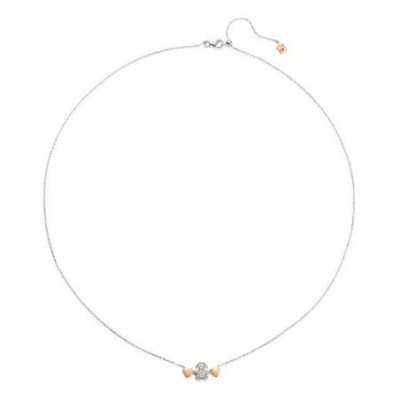 Le Bebe' - Collana Sagoma Bimba - Oro Bianco - Diamanti