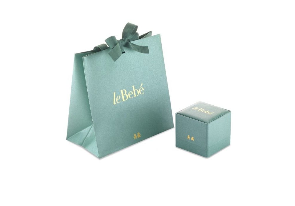 Le Bebe' - Collana Sagoma Bimba - Oro Bianco - Diamanti