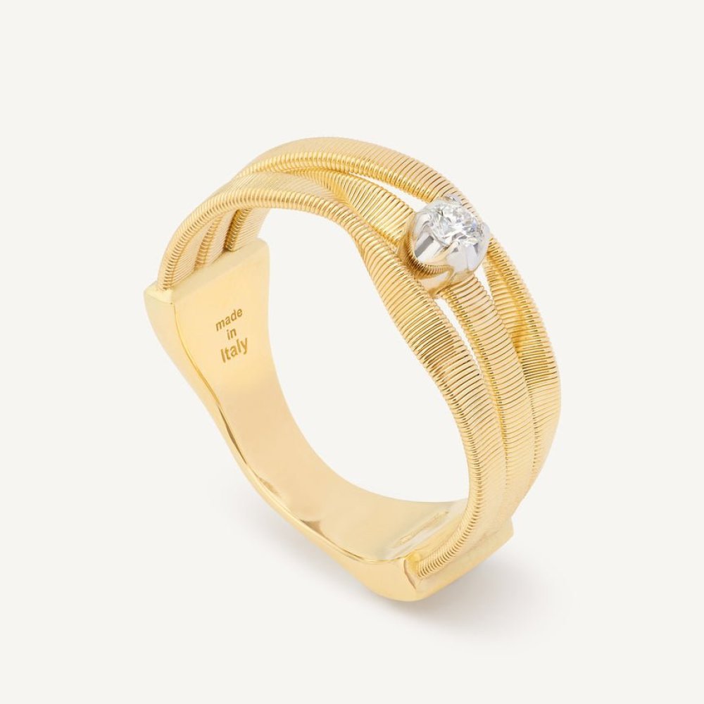 Anello A Tre Fili In Oro Giallo 18Kt Con Diamante - Marco Bicego