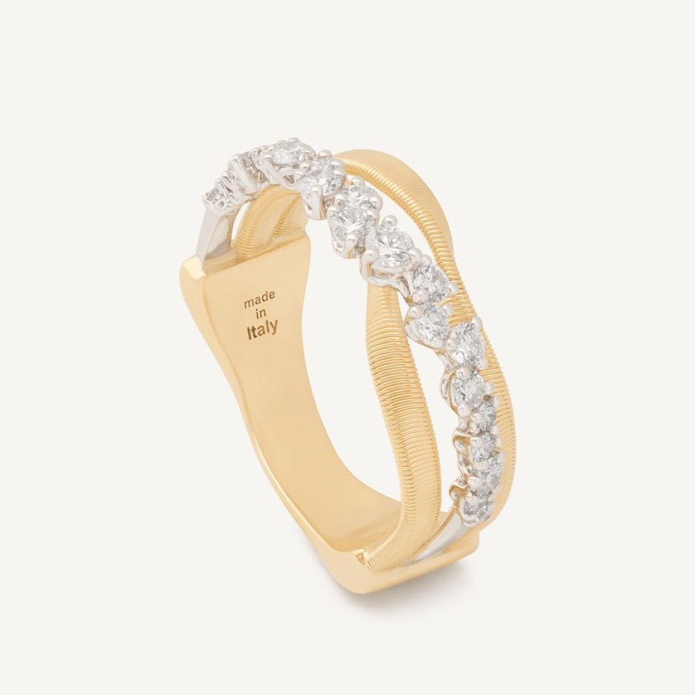 Anello In Oro Giallo 18 Carati Con Fedina Di Diamanti - Marco Bicego