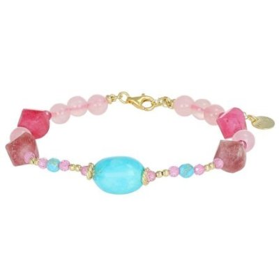 Nivy - Bracciale Quarzo Rosa - Argento 925 Dorato