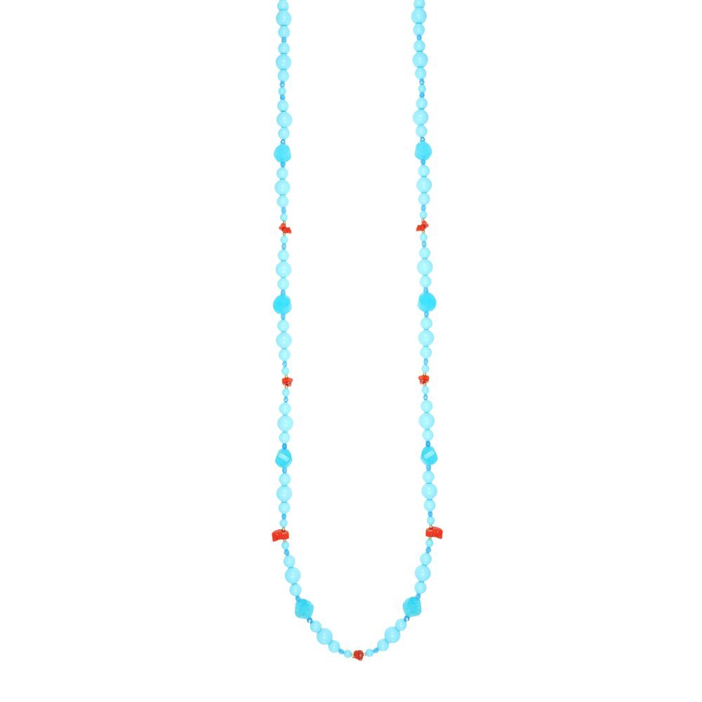 Collana Pasta Di Turchese E Corallo - Nivy Essence 5 - Nivy
