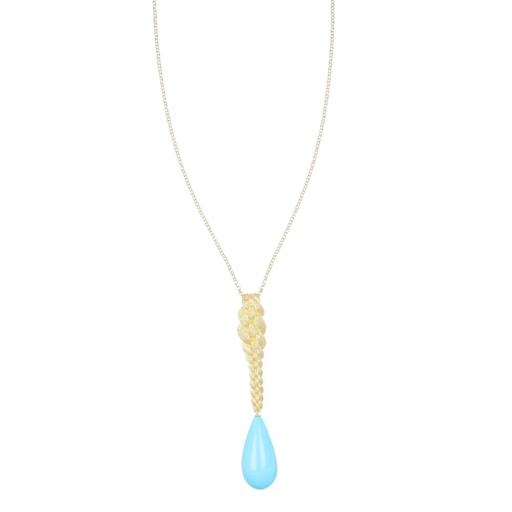 Collana Pendente A Treccia Con Goccia Turchese - Noely - Nivy