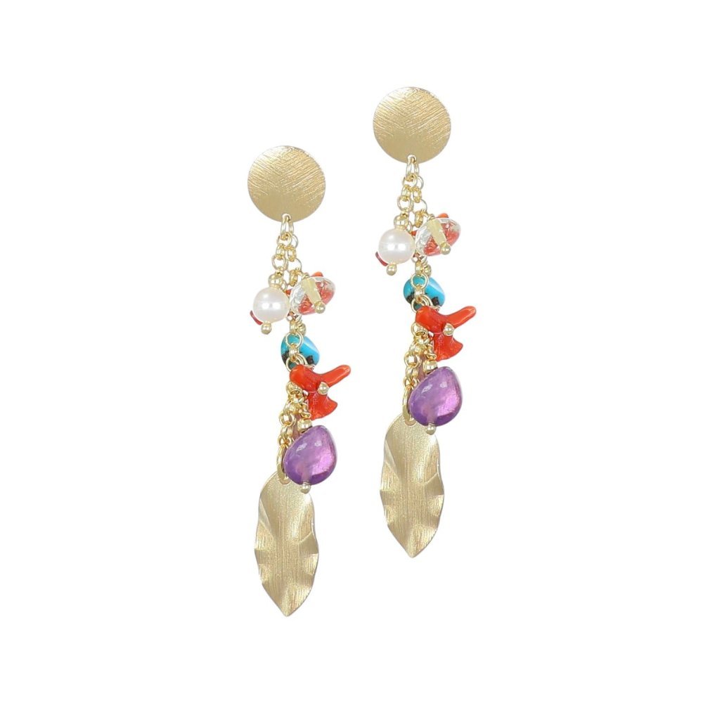 Orecchini Con Corallo E Pietre - Aylen - Nivy