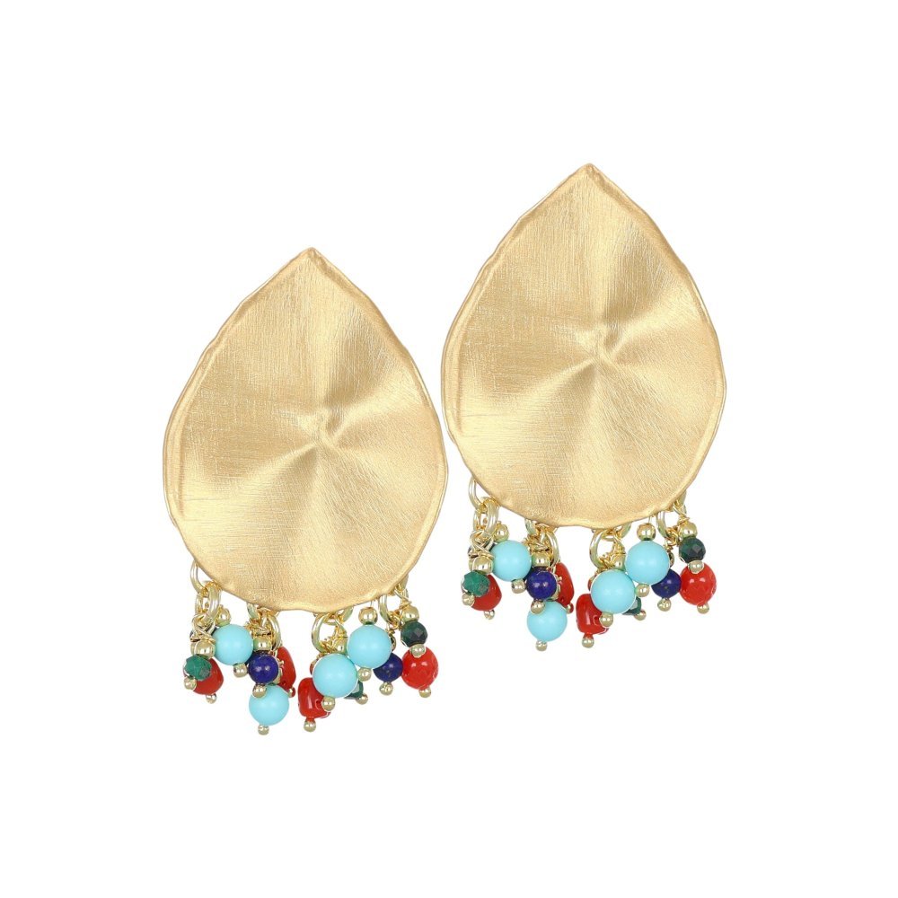 Orecchini Pendenti A Goccia Con Corallo E Pietre - Nivy