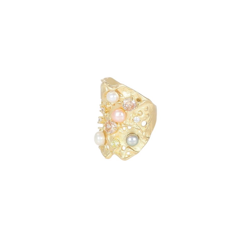 Anello Marino Argento 925 Dorato Con Perle - Nivy