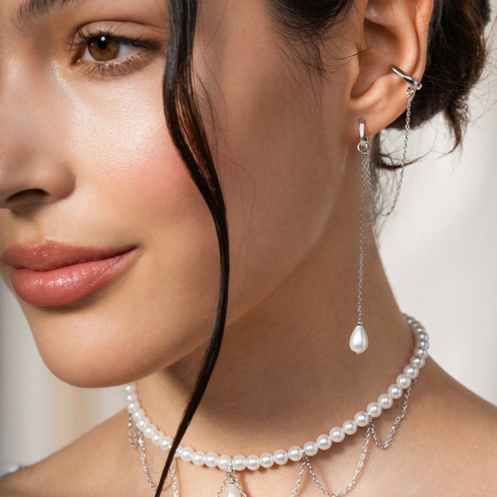 Rue Des Mille - Mono-Orecchino Pearl Drop - Argento