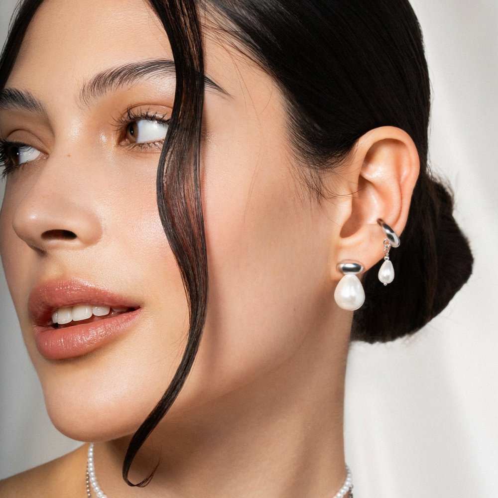 Rue Des Mille - Orecchini Ellisse Pearl Halo - Argento - Perla