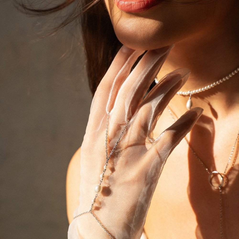 Rue Des Mille - Baciamano Pearl Halo - Argento - Perle