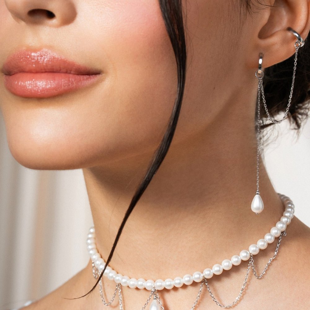 Rue Des Mille - Choker Merletto - Argento - Perle