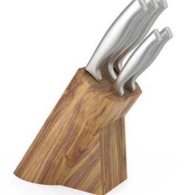 Brandani - Ceppo Teak C/5 Coltelli - Inox