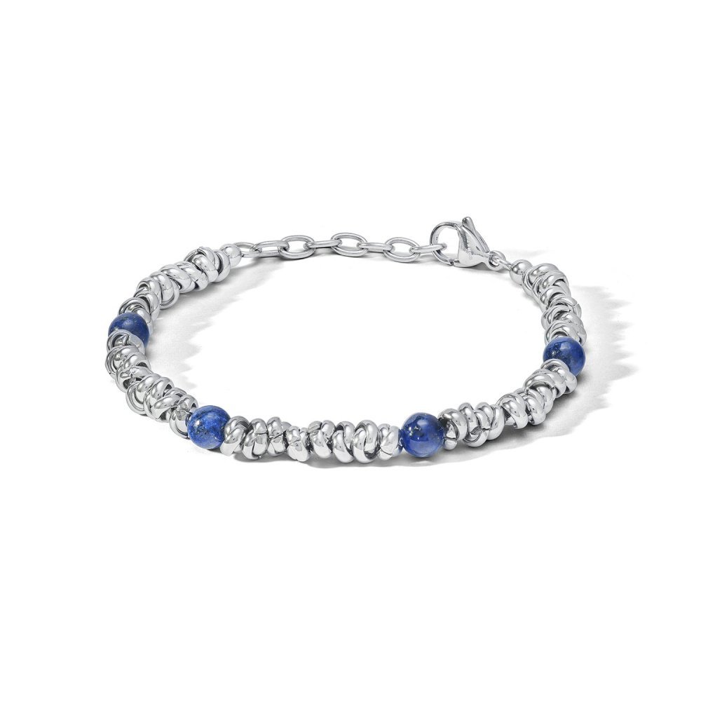 Bracciale In Acciaio E Lapislazzuli Blu - Comete Gioielli