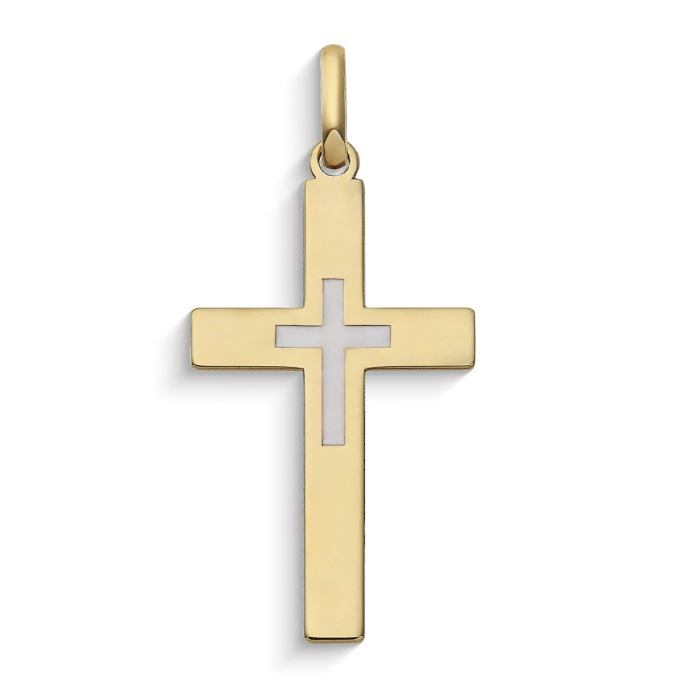 Ciondolo Croce In Oro Giallo 375‰ E Smalto - Comete Gioielli