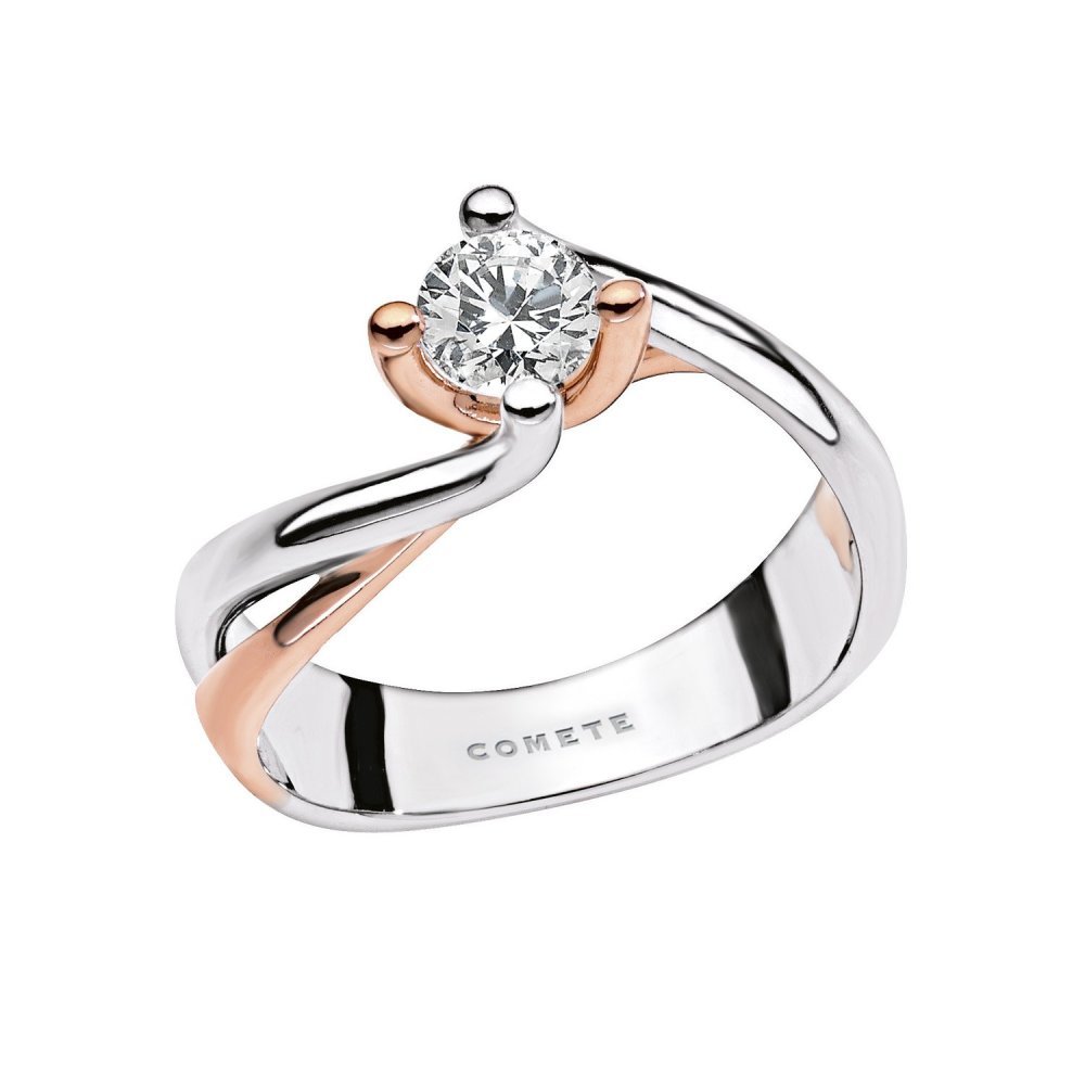 Solitario Bicolore In Oro E Diamante - Comete Gioielli