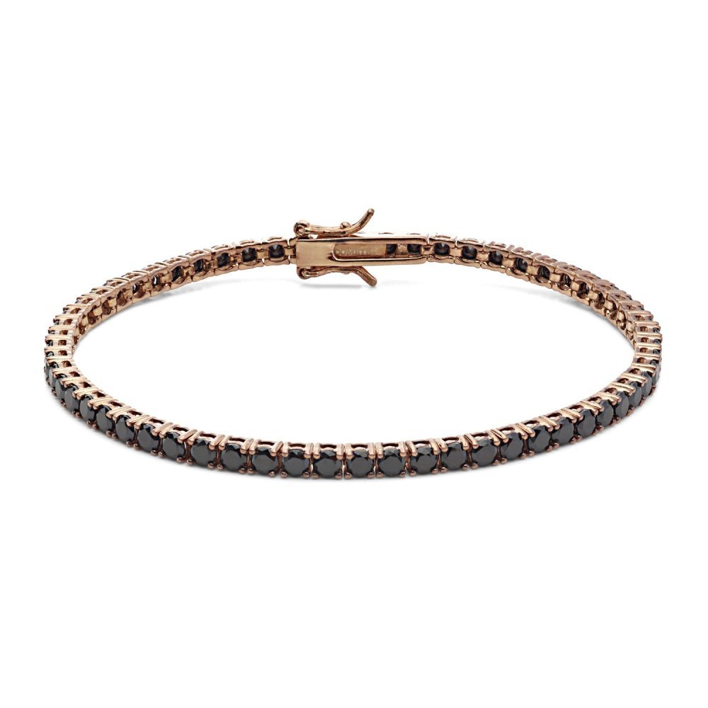 Bracciale Tennis In Argento Rosè E Zirconi Neri - Comete Gioielli