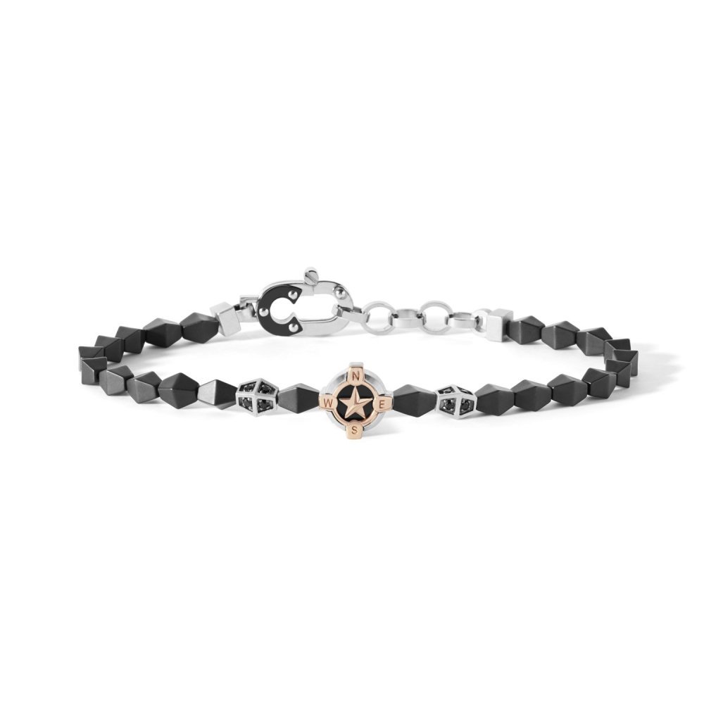 Bracciale In Argento E Ceramica Nera - Comete Gioielli